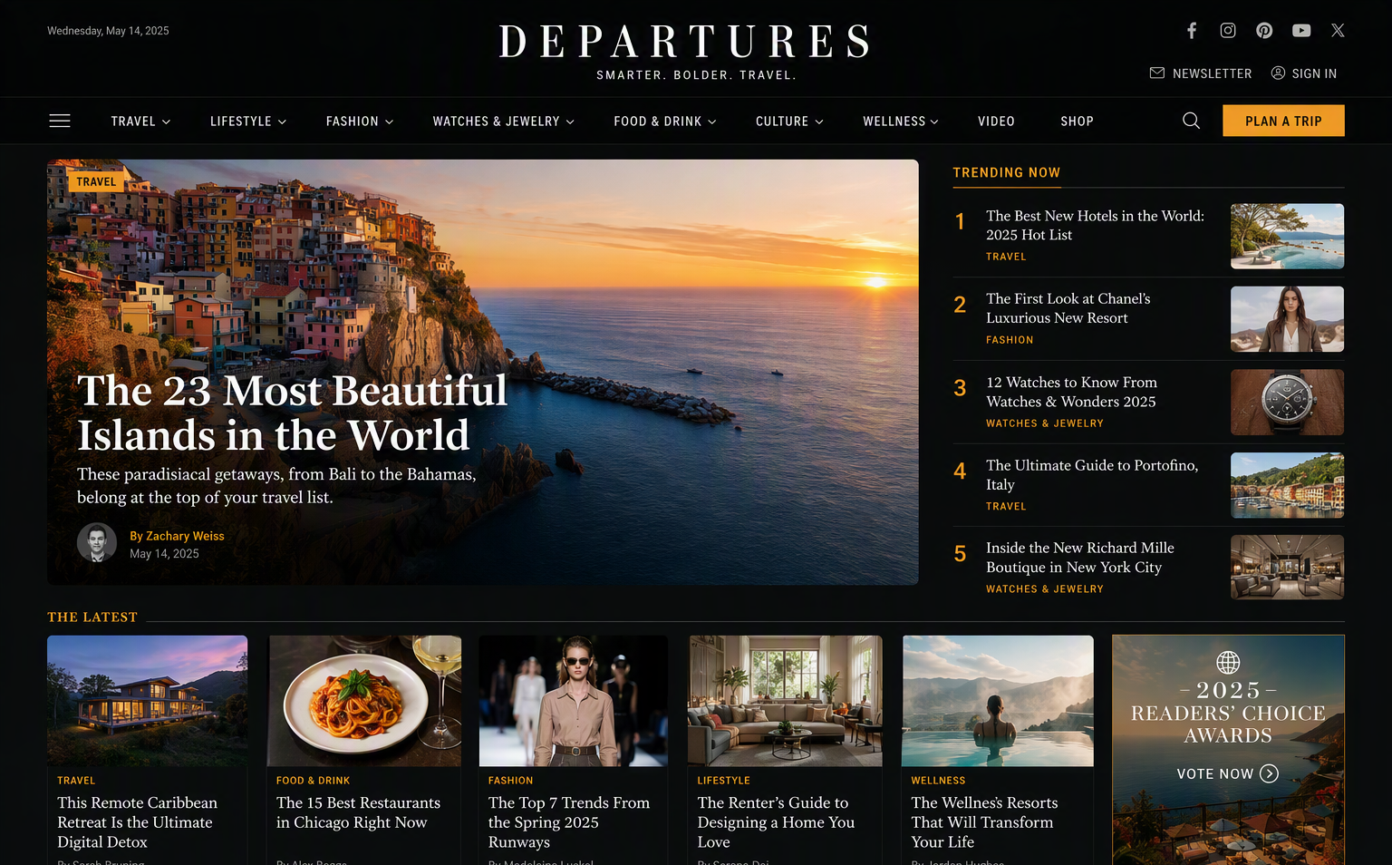 Editorial content platform — homepage preview
